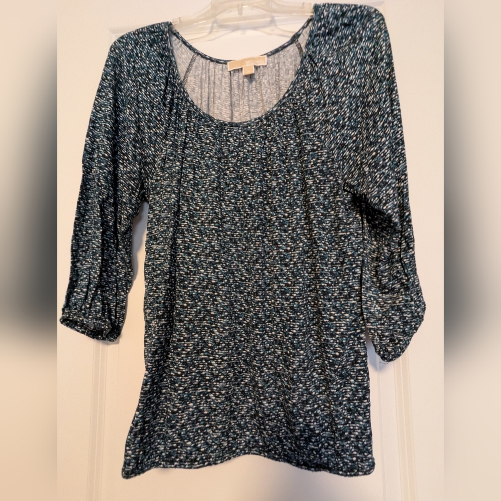 Michael Kors Teal Patterned Blouse - image 1